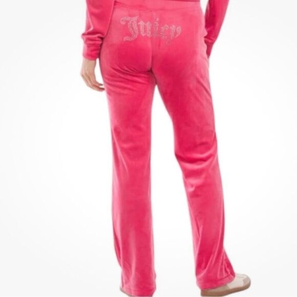 Juicy Couture Pants - Juicy Couture Pink Velour Rhinestone Classic Pants
